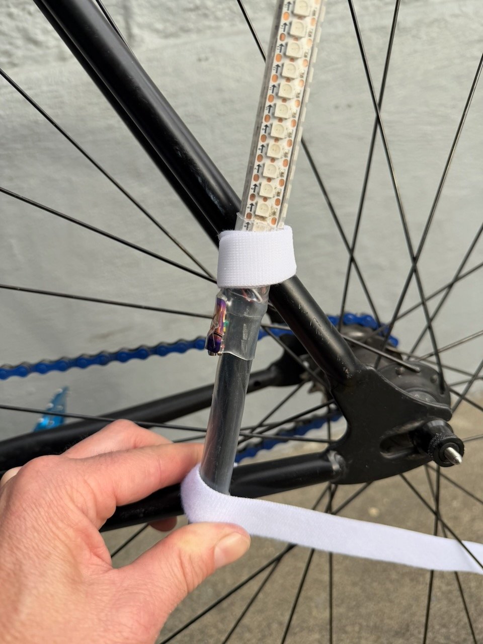 Starting velcro strap at bottom