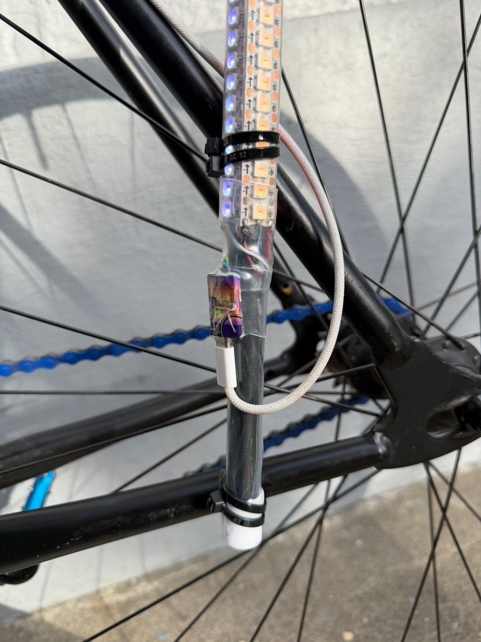 Second zip tie securing pole