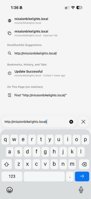 Navigate to MissionBikeLights.local