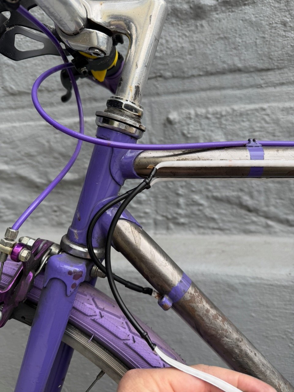 Starting to adhere LED strip to frame