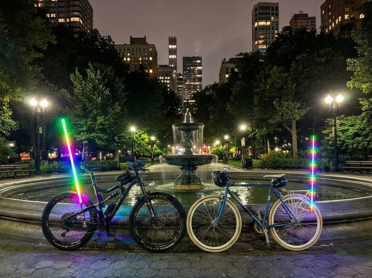 LED poles on bikes